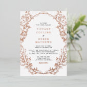 Verzierte Rahmen Elegante Hochzeitsstimmung Rose G Folieneinladung (Stehend vorne)