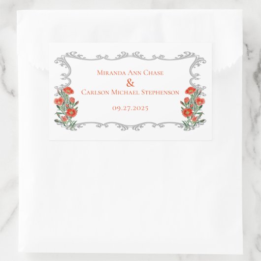 Verzierte Rahmen- und Blumenaufkleber Rechteckiger Aufkleber (Tasche)