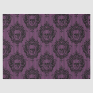 Verzierte Rahmen und Skulls auf Lila Decoupage Seidenpapier