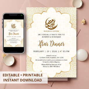 Verzierte Ramadan-Iftar-Dinner-Einladung mit golde Einladung