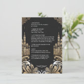 Verzierte Retro-Arabisch-Exotic-Bold-Damask-Hochze Begleitkarte (Stehend Vorderseite)