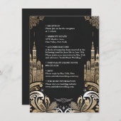Verzierte Retro-Arabisch-Exotic-Bold-Damask-Hochze Begleitkarte (Vorne/Hinten)