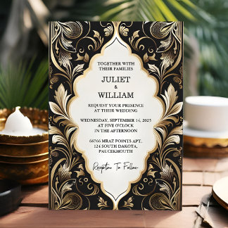 Verzierte Retro-Arabisch-Exotic-Bold-Damask-Hochze Einladung