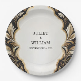 Verzierte Retro-Arabisch-Exotic-Bold-Damask-Hochze Pappteller