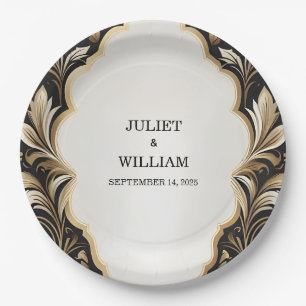 Verzierte Retro-Arabisch-Exotic-Bold-Damask-Hochze Pappteller