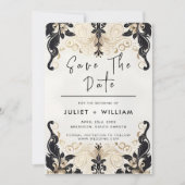 Verzierte Retro-Arabisch-Exotic-Bold-Damask-Hochze Save The Date (Vorderseite)