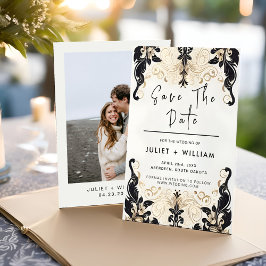 Verzierte Retro-Arabisch-Exotic-Bold-Damask-Hochze Save The Date