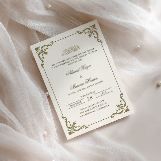 Verzierte Rokoko-Rahmen Creme Braun Walima Zeremon Einladung