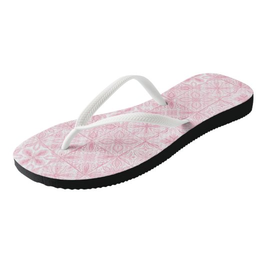Verzierte rosa Fliesen Badesandalen (Schrägansicht)