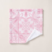 Verzierte rosa Fliesen Badhandtuch Set (Waschlappen)