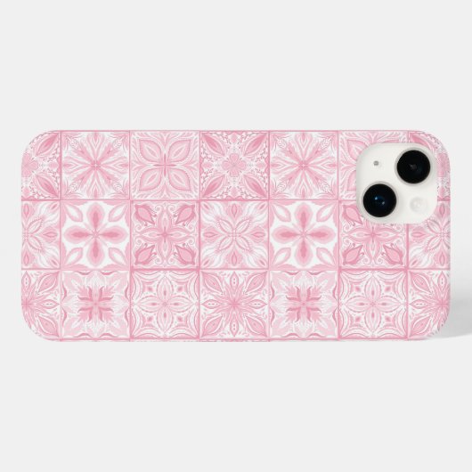 Verzierte rosa Fliesen Case-Mate iPhone Hülle (Rückseite (Horizontal))