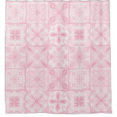 Verzierte rosa Fliesen Duschvorhang (Vorderseite)