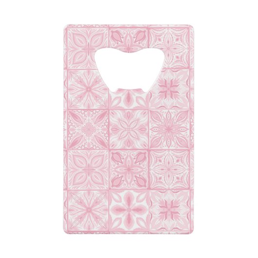 Verzierte rosa Fliesen Geldbeutel Flaschenöffner (Vorderseite)