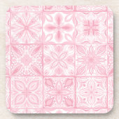 Verzierte rosa Fliesen Getränkeuntersetzer (Vorderseite)