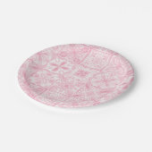 Verzierte rosa Fliesen Pappteller (Schrägansicht)