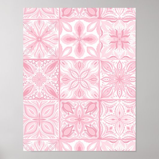 Verzierte rosa Fliesen Poster (Vorne)