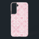 Verzierte rosa Fliesen Samsung Galaxy Hülle<br><div class="desc">Handgemalte verzierte Fliesen mit Blumenelementen</div>