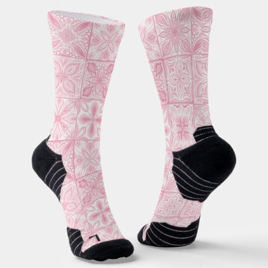 Verzierte rosa Fliesen Socken (Gewinkelt)