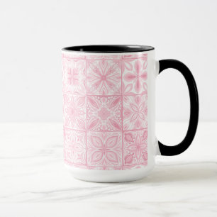 Verzierte rosa Fliesen Tasse