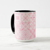 Verzierte rosa Fliesen Tasse (Vorderseite Links)