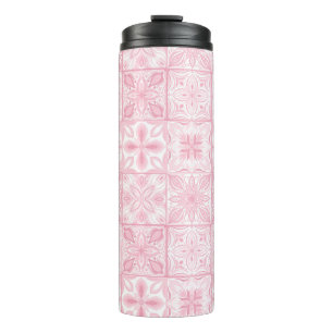 Verzierte rosa Fliesen Thermosbecher