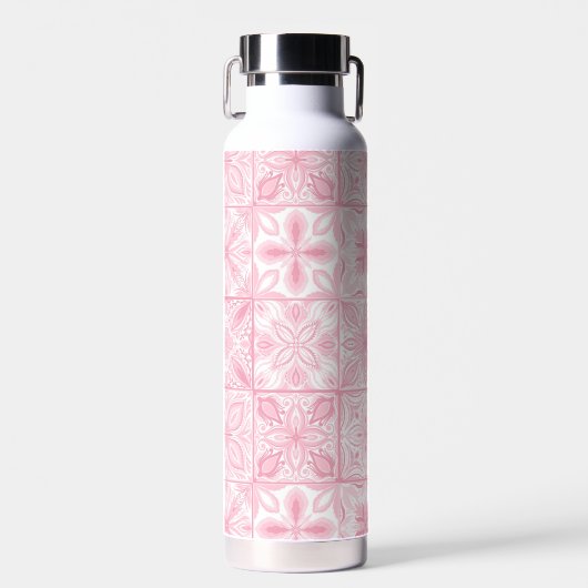 Verzierte rosa Fliesen Trinkflasche (Vorne)