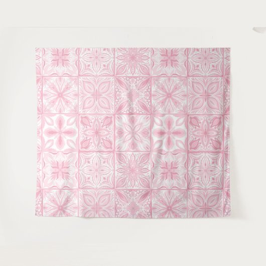 Verzierte rosa Fliesen Wandteppich (Vorderseite (Horizontal))