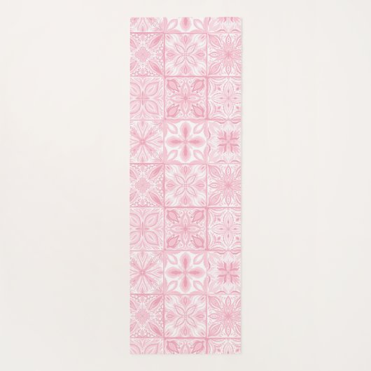 Verzierte rosa Fliesen Yogamatte (Rückseite)