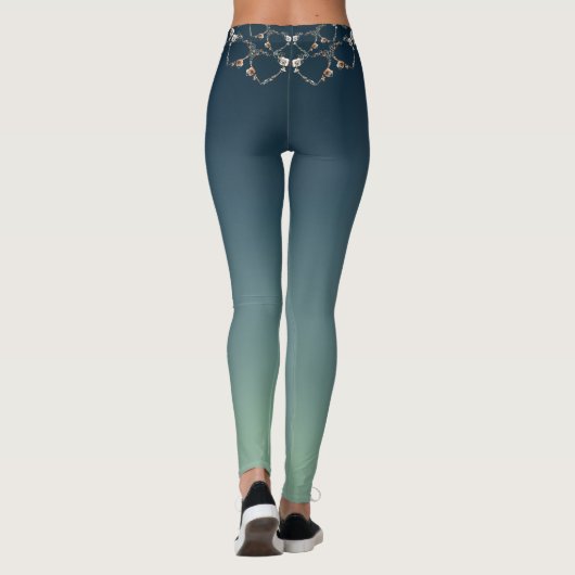 Verzierte Rose Herz auf blauen Leggings (Rückseite)