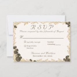 Verzierte Rose Katholische Antwortkarte RSVP Karte