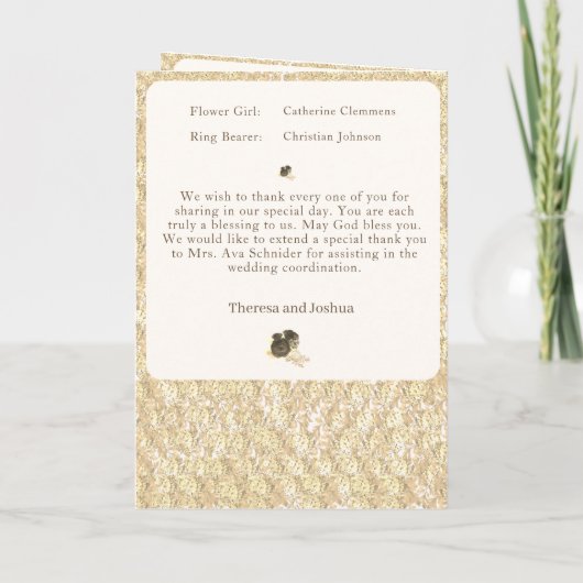 Verzierte Rose katholisches Hochzeitsprogramm Programm (Rückseite)