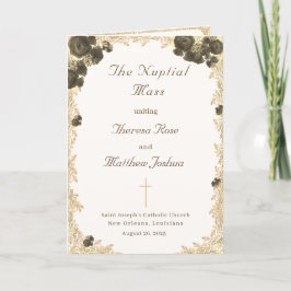 Verzierte Rose katholisches Hochzeitsprogramm Programm