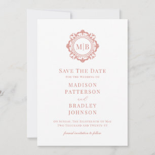 Verzierte Rose-Monogramm-Hochzeit Save The Date