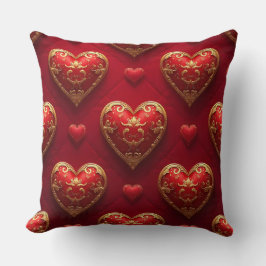 VERZIERTE ROT- UND GOLD-VALENTINE-LIEBE HÖRT KISSEN