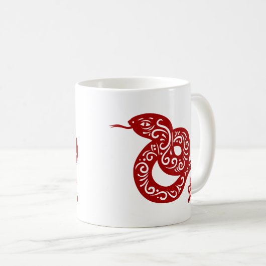 Verzierte rote chinesische Schlange Kaffeetasse (VorderseiteRechts)