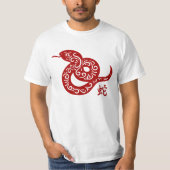 Verzierte rote chinesische Schlange T-Shirt (Vorderseite)