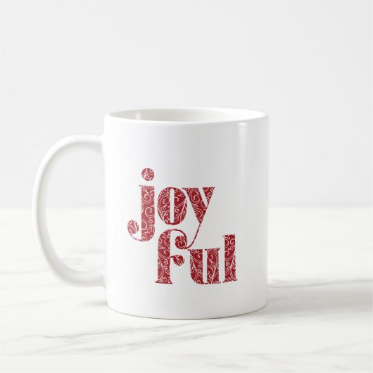 Verzierte Rotfröhliche Typografie Weihnachten/Feie Kaffeetasse (Links)