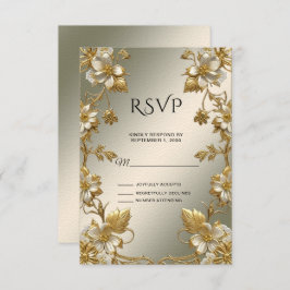 Verzierte RSVP-Karte für weißes Blumengold RSVP Karte