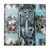 Verzierte Schädelcollage Fliese (Vorderseite)
