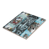 Verzierte Schädelcollage Fliese (Seite)