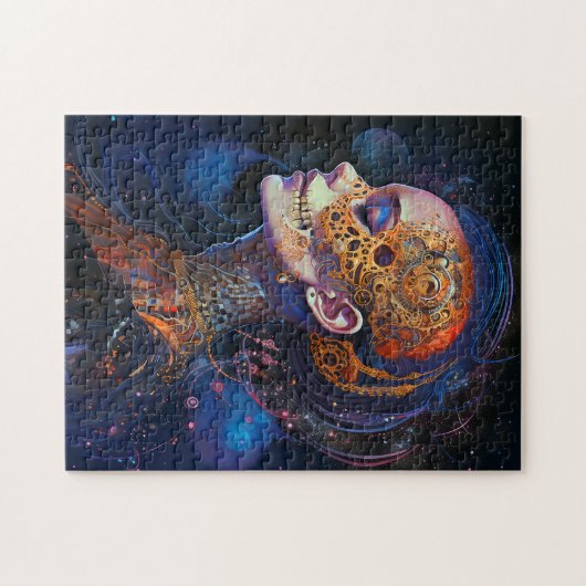 Verzierte Schädelfrau Surreal Art Puzzle (Horizontal)