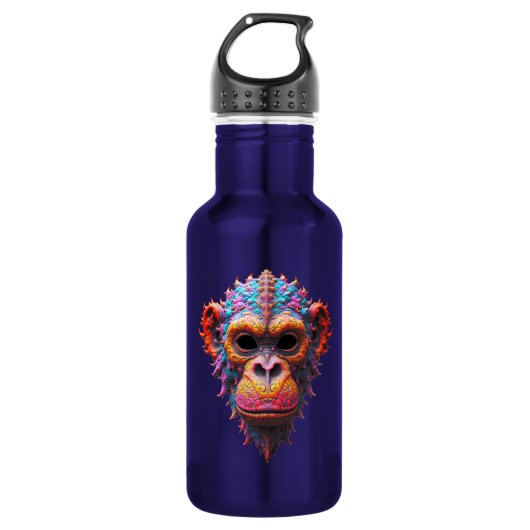 Verzierte Schimpansenmaske Edelstahlflasche (Vorderseite)