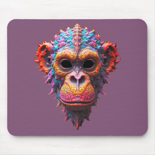 Verzierte Schimpansenmaske Mousepad (Vorne)