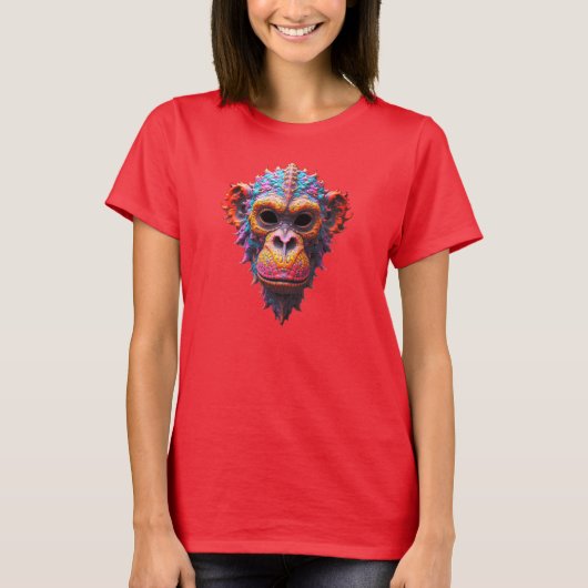 Verzierte Schimpansenmaske T-Shirt (Vorderseite)