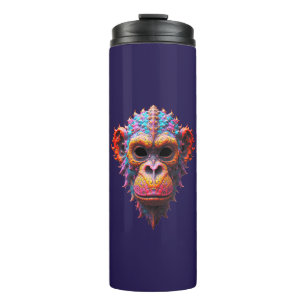 Verzierte Schimpansenmaske Thermosbecher