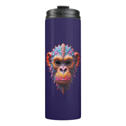 Verzierte Schimpansenmaske Thermosbecher (Vorderseite)