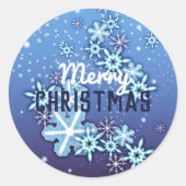 Verzierte Schneeflocken auf blau Runder Aufkleber (Vorderseite)
