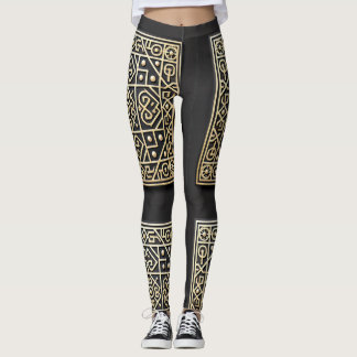 Verzierte Schwarz-Gold-Barock-Leggings Leggings