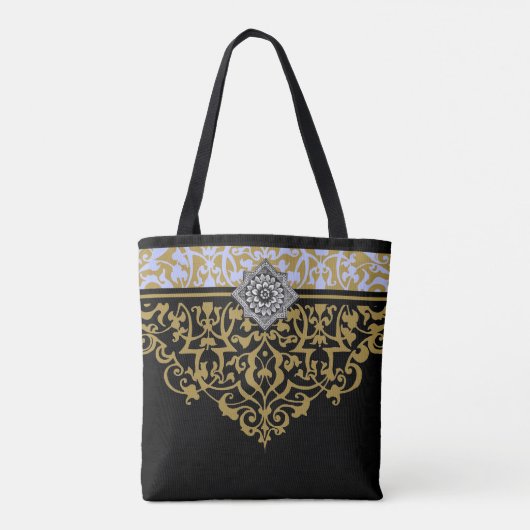 Verzierte Schwarz/Gold-Tasche Tasche (Rückseite)