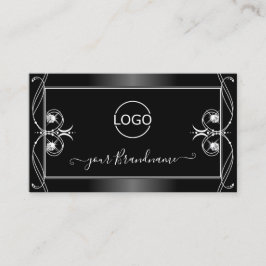 Verzierte Schwarz-Weiß-Diamanten-Logo Visitenkarte